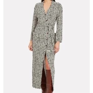 Nanushka Zebra Print Long Sleeve Shirtdress Size Small New midi buttons NO BELT